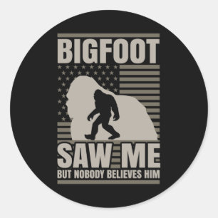 Sticker Rond Bigfoot m'a vu drapeau américain