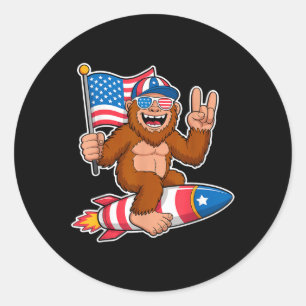 Sticker Rond Bigfoot Merica Rock Drapeau Américain Patriotique