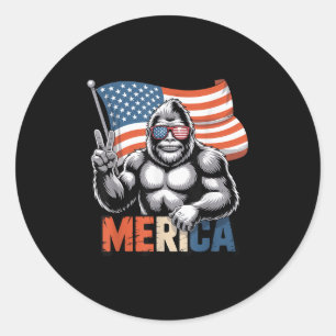 Sticker Rond Bigfoot Merica Rock Drapeau Américain Patriotique