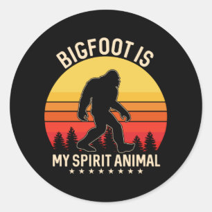 Sticker Rond Bigfoot mon esprit animal   Bigfoot Retro