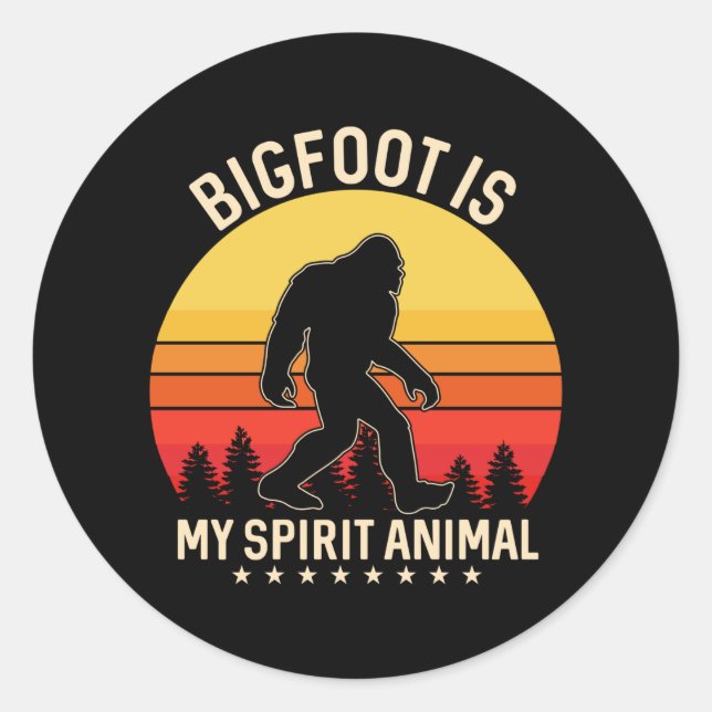 Sticker Rond Bigfoot mon esprit animal | Bigfoot Retro (Devant)
