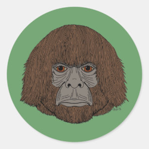 Sticker Rond Bigfoot Portrait 2 (Comme l'Homme)