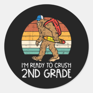 Sticker Rond Bigfoot Sasquatch Écrase 2e année Premier Jour de 