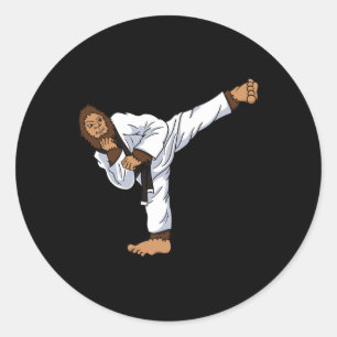Sticker Rond Bigfoot Sasquatch Karaté Taekwondo Kickboxing Kara