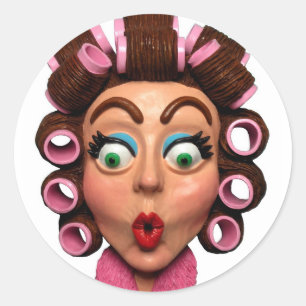 Sticker Rond Bigoudis de port de femme