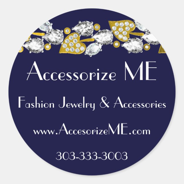 Sticker Rond Bijoux en diamant bleu marine (Devant)