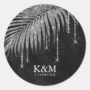 Sticker Rond Bijoux Mariage feuille feuille argent ID830