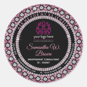 Sticker Rond Bijoux Parties scintillant rose