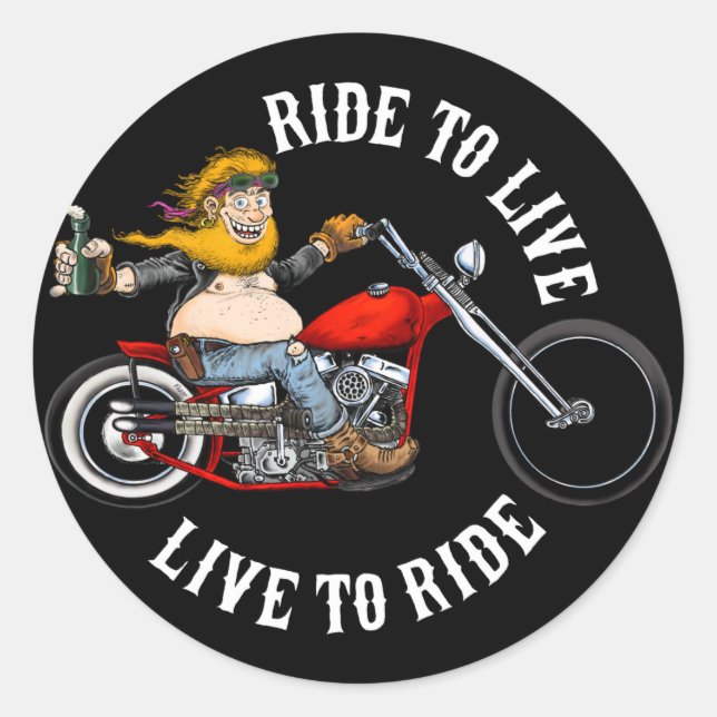 Sticker Rond biker motard ride to live (Devant)