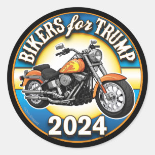 Sticker Rond Bikers Pour Trump 2024 - Cyclisme Patriotique