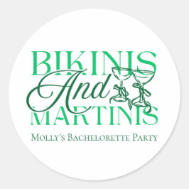 Sticker Rond Bikinis et Martinis - Bachelorette sur mesure