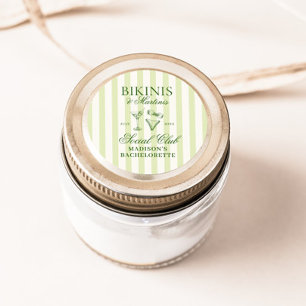 Sticker Rond Bikinis & Martinis Vert rayé