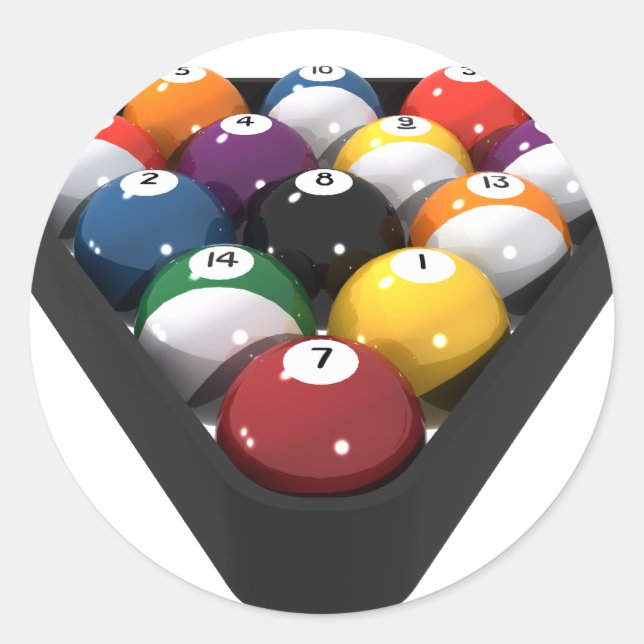 Sticker Rond Billard / Boules de billard Remplies : (Devant)