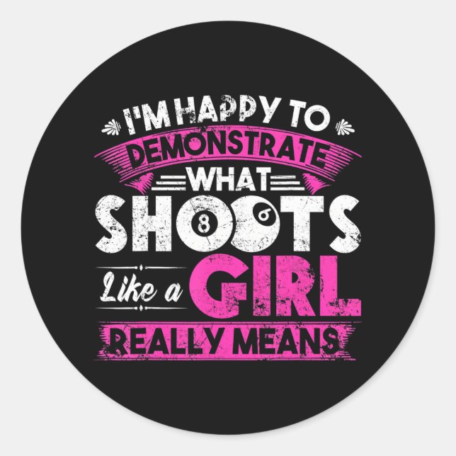 Sticker Rond Billard mignon femmes amusant pour une joueuse de  (Devant)