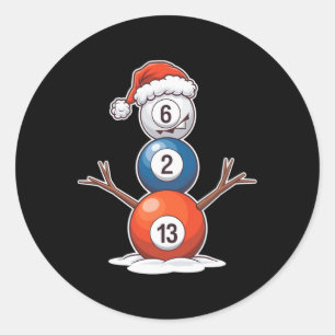 Sticker Rond Billard Noël Snowman Avec Table De Billard