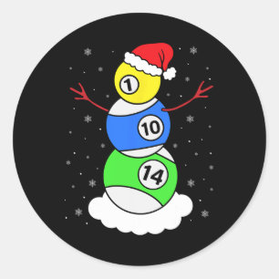 Sticker Rond Billard Noël Snowman Shirt Pool Joueur Chri