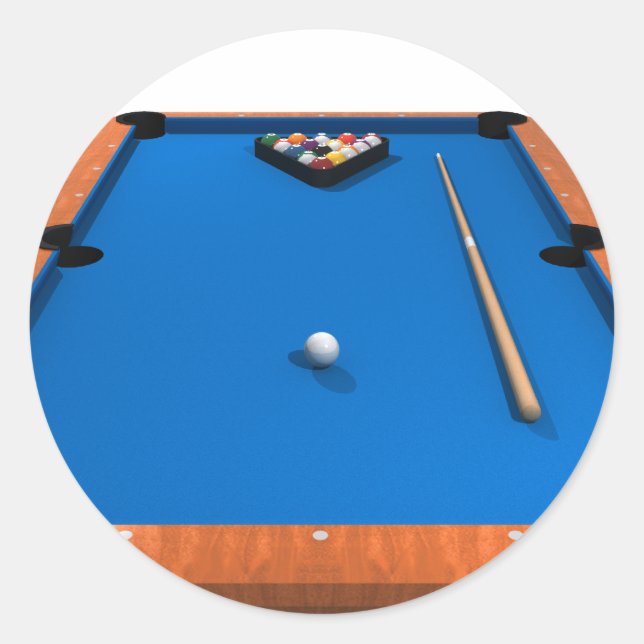 Sticker Rond Billard / Table de billard : Bleu Felt : (Devant)