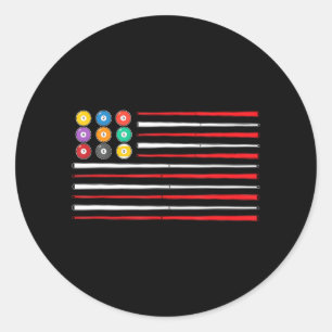 Sticker Rond Billiard American Flag Cue Pool Balls Billiard