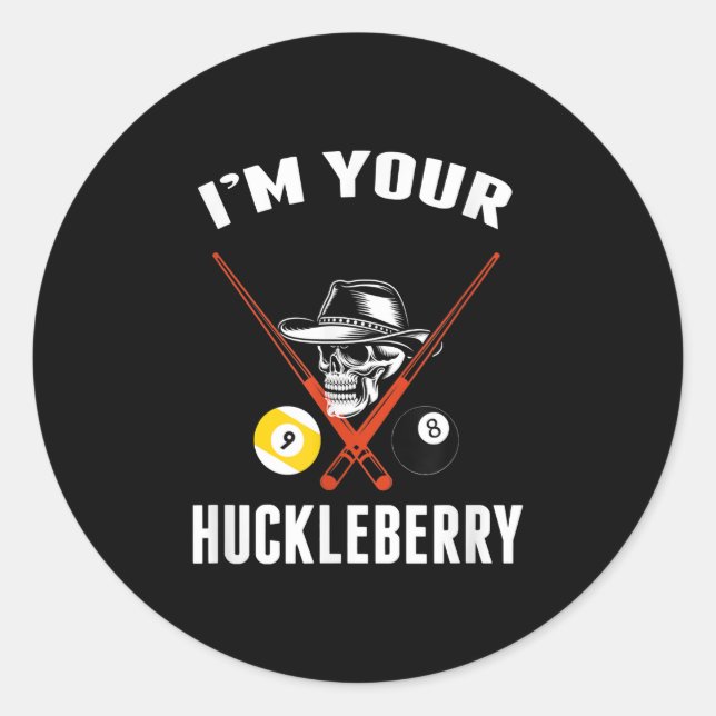 Sticker Rond Billiard Cadeau Billiards Pool Ime Votre Huckleber (Devant)