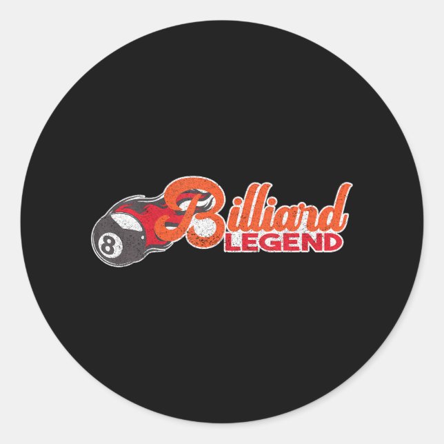 Sticker Rond Billiard Legend 8 Ball Snooker Pool Billard (Devant)