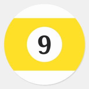 Sticker Rond Billiard Stripes Bal Jaune 9