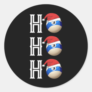 Sticker Rond Billiards Noël Santa Hat Pool Hall Party cadeau