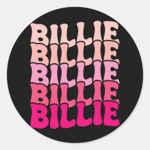 Sticker Rond Billie Nom personnalisé I Love Billie Super 80's