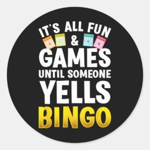 Sticker Rond Bingo Conception Pour Hommes Femmes Bingo Novelité