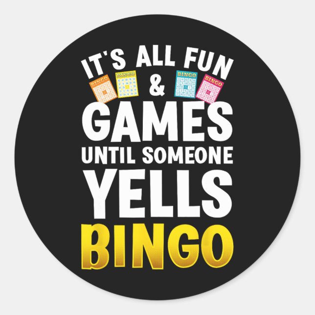 Sticker Rond Bingo Conception Pour Hommes Femmes Bingo Novelité (Devant)
