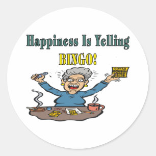 Sticker Rond Bingo : Le bonheur, c'est