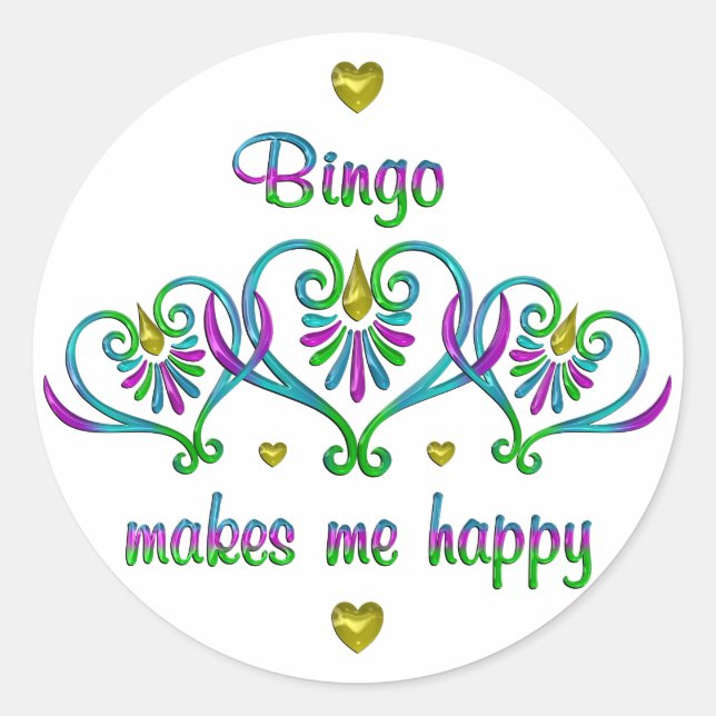 Sticker Rond Bingo Makes Me Happy (Devant)