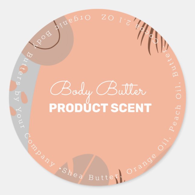 Sticker Rond Bio Motif Feuille Corps Beurre Bain marque de savo (Devant)
