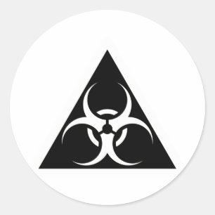 Sticker Rond Bio risque ou noir de avertissement de symbole de
