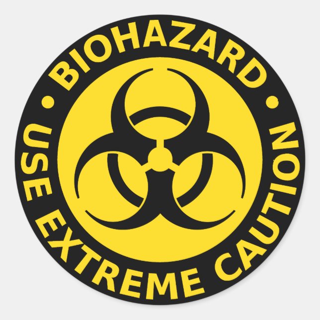 Sticker Rond Biodanger - Utilisez une extrême prudence (Devant)