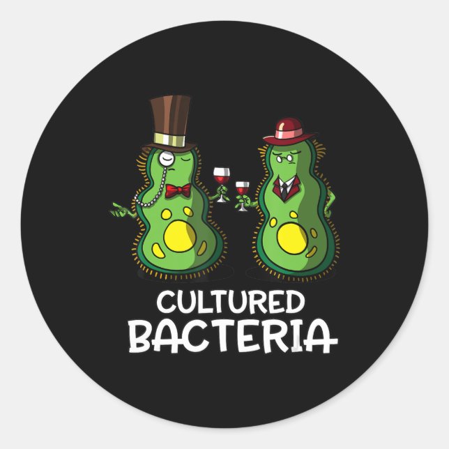 Sticker Rond biologie bactérie cultivée drôle étudiant science (Devant)