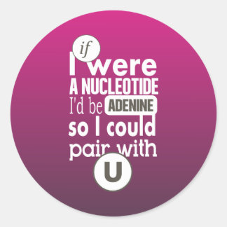 Sticker Rond Biologie nucléotide paire d'adénine avec uracil U