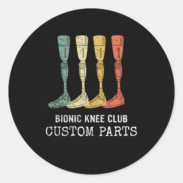Sticker Rond Bionic Knee Club Personnalisé P Knee Remplacement (Devant)