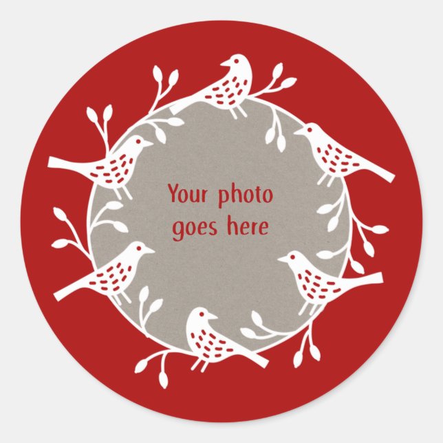 Sticker Rond Bird Wreath Photo (Devant)