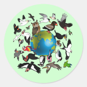 Sticker Rond Birdorables à travers le monde