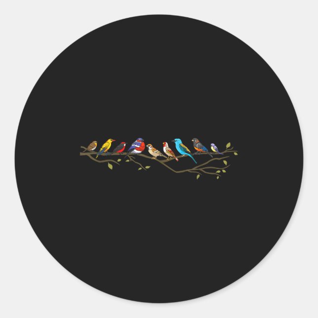 Sticker Rond Birds On A Branch Birding Bird Watching Bird Watch (Devant)