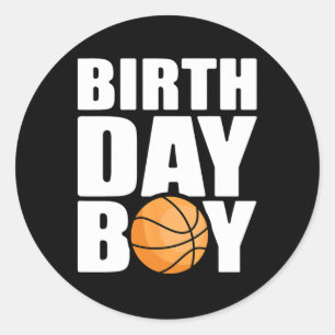 Sticker Rond Birthday Boy Bysketbyll Theme Party Future Bysketb