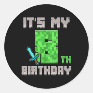 Sticker Rond Birthday Boy Shirt C'est mon 8ème anniversaire Gam
