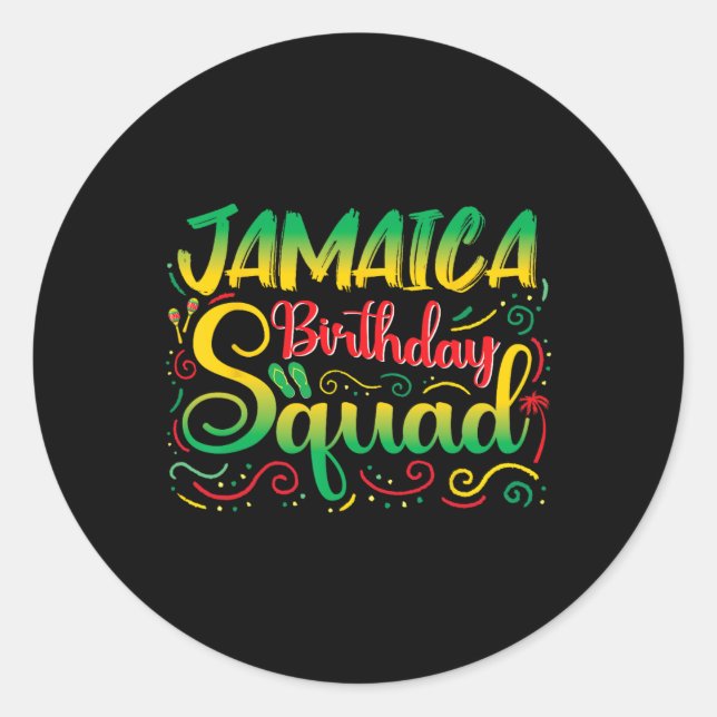 Sticker Rond Birthday Girls Jamaica Squad Trip 2025 Party Outfi (Devant)