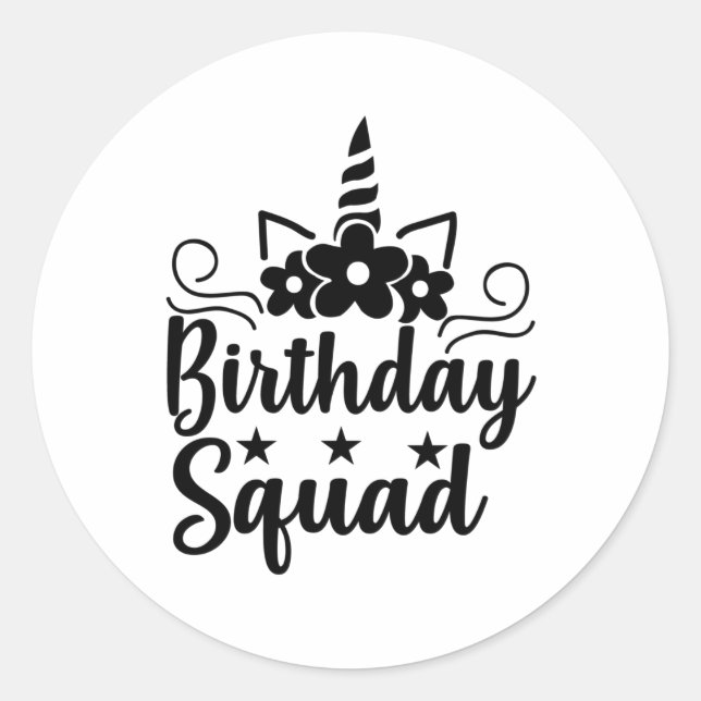 Sticker Rond Birthday squad (Devant)