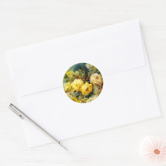 Sticker Rond Bischoff - Rose (jaune), (Enveloppe)