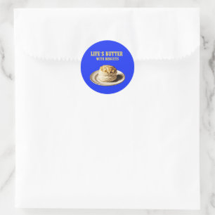 Sticker Rond Biscuit Fluffy sur une plaque, Biscuits au beurre 