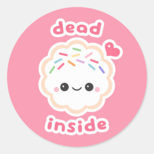 Sticker Rond Biscuit intérieur mort de Kawaii