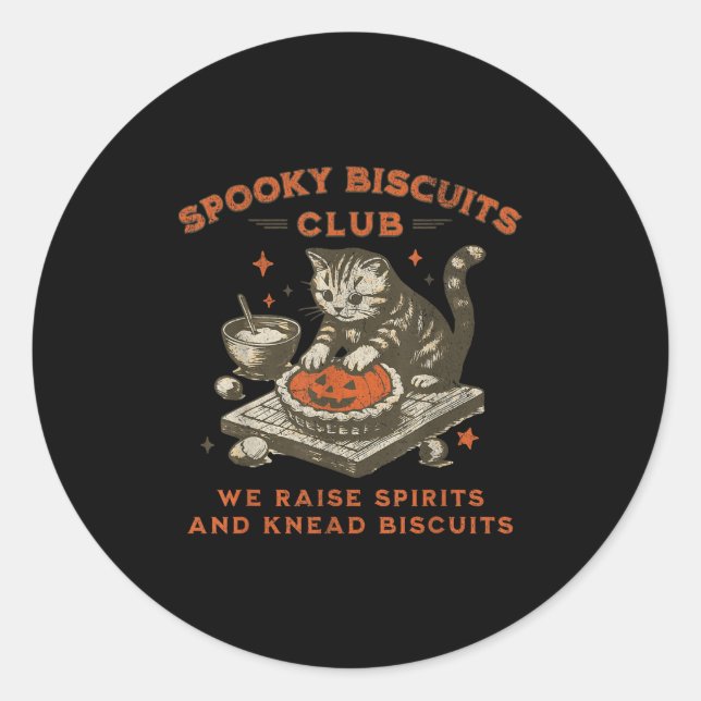 Sticker Rond Biscuits Club éffrayant Chat, Biscuits d'Halloween (Devant)