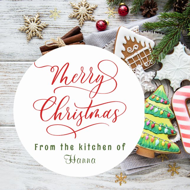 Sticker Rond Biscuits de fêtes Joyeux Noël Personnalisés (Créateur téléchargé)