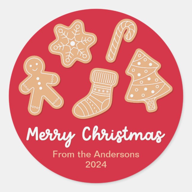 Sticker Rond Biscuits de pain d'épice de Noël doux (Devant)